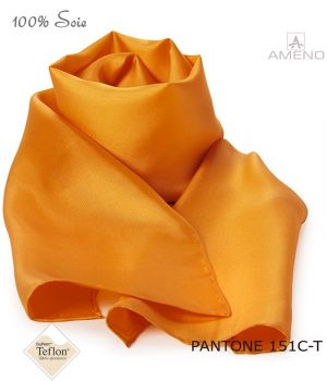 Foulard Femme 100% Soie, Orange, Doux au toucher, 20 x 160 cm.
