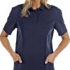 Tenue auxiliaire de vie type polo tissu piqué et tissé Bleu marine