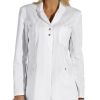 Blouse blanche médicale femme Manche longue Boutons pression sous patte