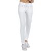 Pantalon blanc femme, Coupe slim, Surpiqures de couleur, cordon de serrage