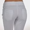 Pantalon blanc femme, Coupe slim, Surpiqures de couleur, cordon de serrage