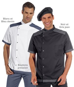 Veste de cuisine, Manches courtes, Boutons pression, Style tendance