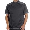 Veste cuisinier Manche courte Bouton pression Noir et Gris