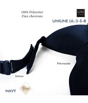 Cravate Marine, Pré-nouée, Polyester, 8.5 x 45 cm, anti-tache, élastique et Velcro