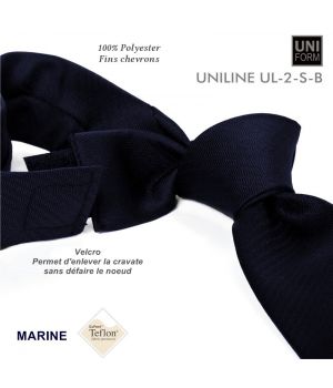 Cravate Marine, Polyester, 8,5 x 155 cm, anti-tache, fixation Velcro, chevrons