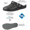 Sabots de travail, Microfibre noire perforée, homme ou femme, Semelle TPU