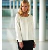 Chemisier blouse col rond Crêpe de chine Blanc crème