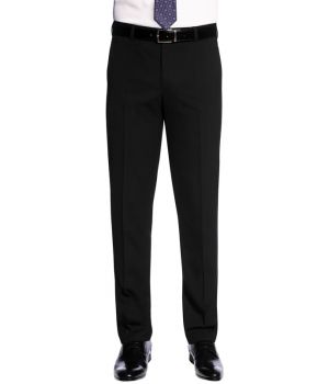 Pantalon Homme, Noir, Taille 48, Coupe Slim, Sans pinces, polyester et laine.