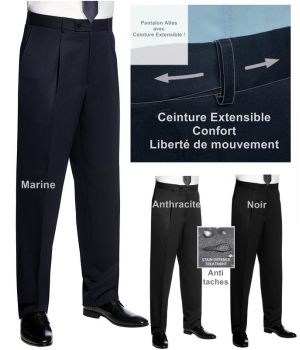 Pantalon de service homme taille élastique, pantalon serveur