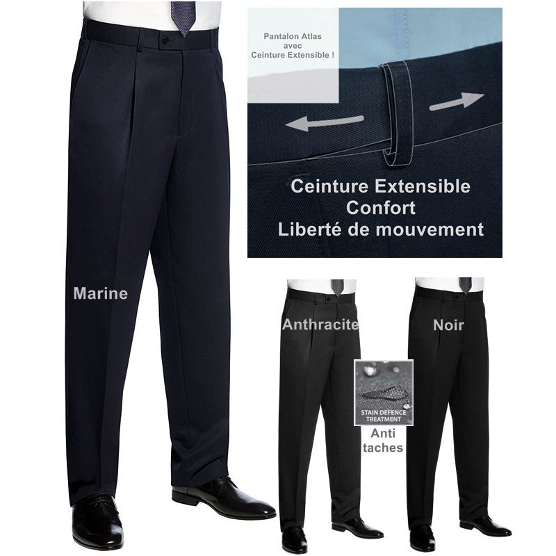 Pantalon homme, Ceinture extensible Confort et Liberté de mouvement