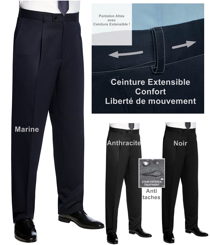 Pantalon ceinture réglable polylaine extensible - Pantalon 