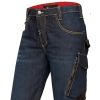 Jean worker 8 poches Ergonomique confortable Bleu foncé délavé