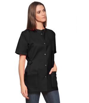 Blouse femme manches courtes, Taille L, Martingale dos, couleur Noir.