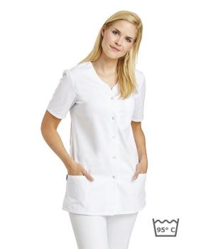 Blouse Médicale Femme Courte, Manches Courtes, Pinces Poitrine