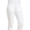 Pantalon blanc femme, Coupe slim, Surpiqures de couleur, cordon de serrage