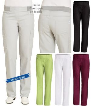 Pantalon Femme de Cuisine et de Service, Pepita Noir et Blanc, Coton