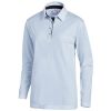 Polo manche longue Mixte Stretch Bleu clair bande col Marine