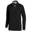 Polo manche longue Unisex Piqué de coton Stretch Noir Bande col Gris