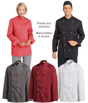 Veste de Cuisine, Manchettes à revers, Taille 44.