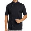 Veste de cuisine Manches courtes, Surpiqûres contrastées au col, Noire