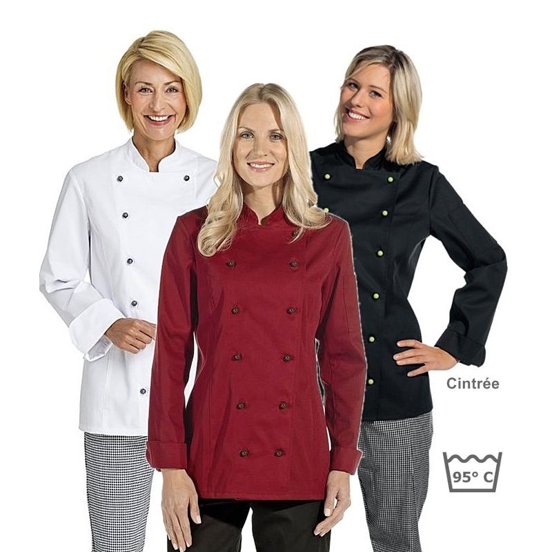 veste de cuisine femme manches longues, veste cuisinière, tenue de cuisine