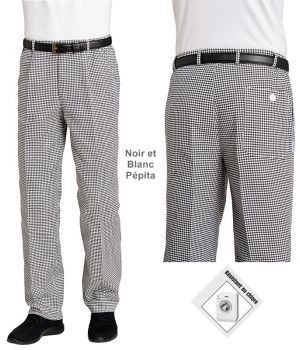 Pantalon de cuisine elastique 100% coton CARLO - BGA Vêtements