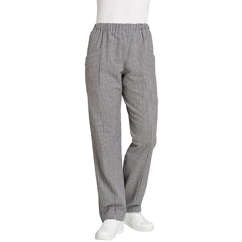 Pantalon de cuisine femme ou homme, ceinture élastiquée, pied de poule noir  blanc