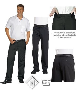 Pantalon noir homme, confortable à la ceinture, peut bouillir