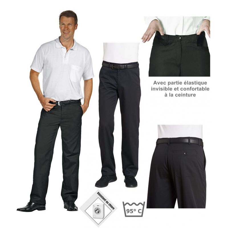 Pantalon de cuisine professionnel avec ceinture éponge-Homme/41127