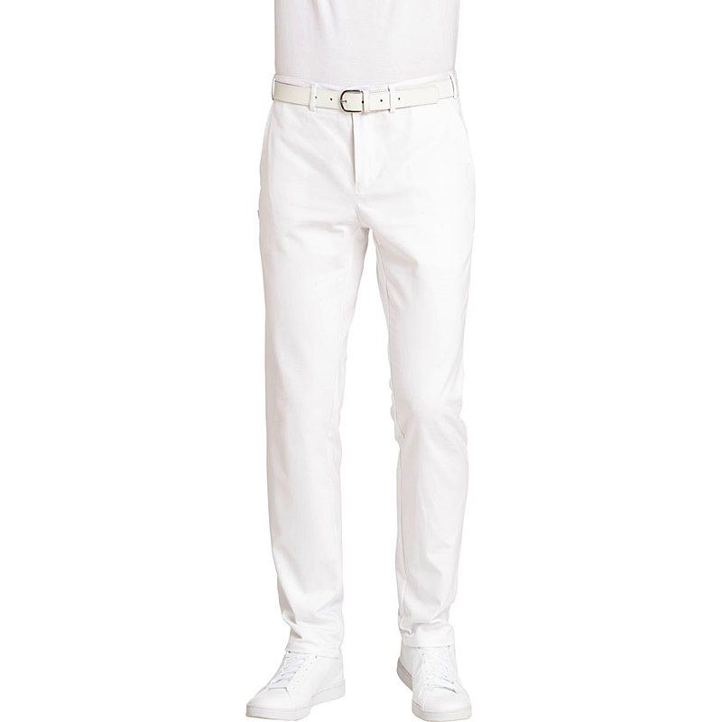 Pantalon Blanc Homme, 100% Coton, Peut Bouillir, Pinces