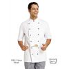 Veste de cuisine, manches courtes, 100% coton sergé fin, boutons boule