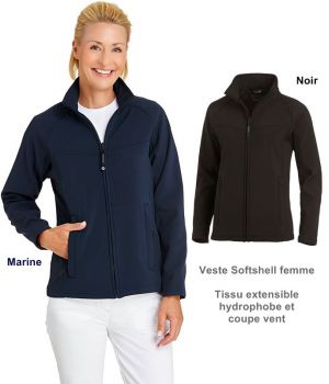 Veste Softshell femme, Tissu extensible hydrophobe et coupe vent