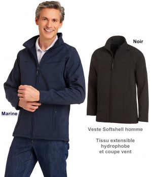 Veste Softshell homme, Tissu extensible hydrophobe et coupe vent