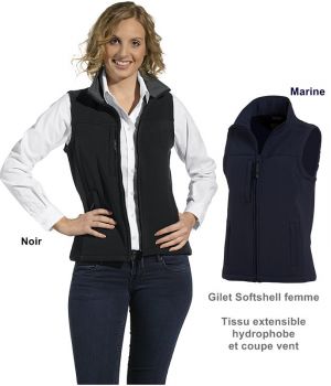 Gilet Softshell femme, Tissu extensible hydrophobe et coupe vent