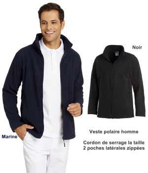 Veste polaire homme, Cordon de serrage la taille, 2 poches latérales zippées