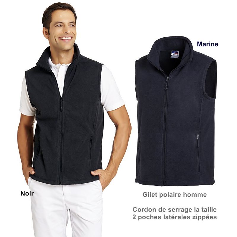 Gilet polaire homme, Cordon de serrage la taille, 2 poches