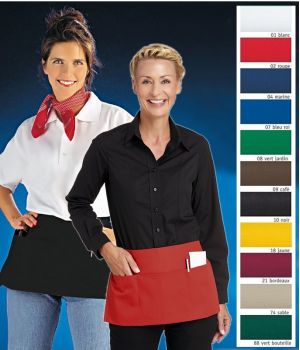 Tablier Demi-chef coloré. Ce tablier court est disponible en de nombreux  coloris. il se noue a la taille