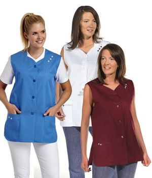 Tunique blouse femme sans manches, 2 poches côté, Ourlet arrondi