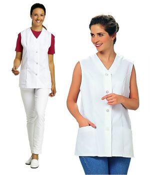 Blouse femme sans manches, 2 poches, peut bouillir à 95°C