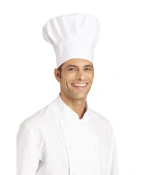 Toque cuisine Chef, bride auto-agrippante, Blanc, 100 % coton