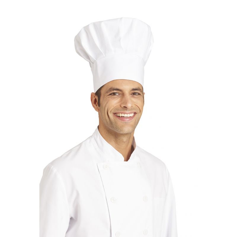 Toque cuisine Chef, bride auto-agrippante, Blanc, 100 % coton