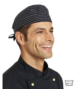 Bandana restauration, serveur, rayures noir et blanc, Lavable à 95°C