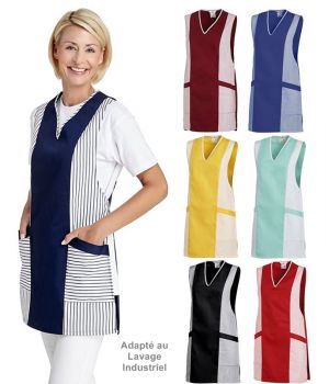 Tablier Chasuble sans manches, couleur et rayures, Lavable à 60°C