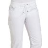 Jean blanc femme, Stretch, Taille élastiquée en maille côtelée