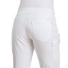 Pantalon Jean blanc femme, Stretch, Taille élastiquée en maille côtelée