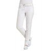 Pantalon blanc femme, coupe Jeans, tissu extensible Stretch, rivets