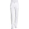 Pantalon blanc femme, 2 poches devant ornées, 2 poches arrière, confortable à la ceinture, peut bouillir