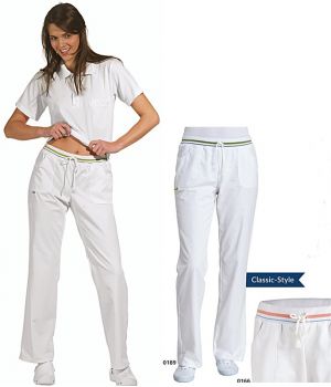 Pantalon blanc femme, Cordon à nouer, peu froissable, entretien facile