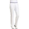 Pantalon blanc femme, Jolie ceinture côte en maille tendance