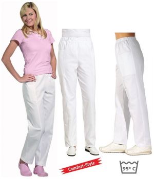 Pantalon blanc femme, Confort et Style, Taille élastiquée confortable, coton sergé
